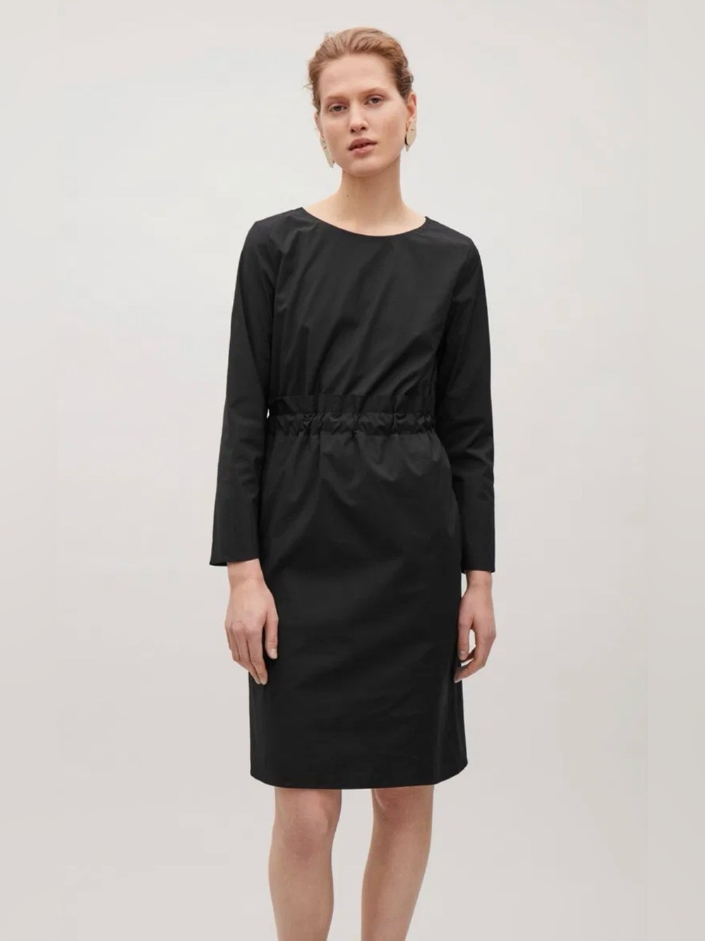 COS Black Long-Sleeve Drawstring-Waist Shift Dress Women’s 4 #cbk #classic
